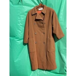 Calvin Klein Wool Blend Coat Brown Saks Fifth Avenue Women's Size 4